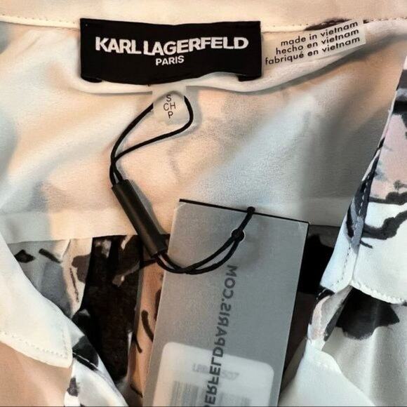 Karl Lagerfeld Paris NWT Floral Multicolor Long Sleeve Blouse Size Small - Picture 6 of 7